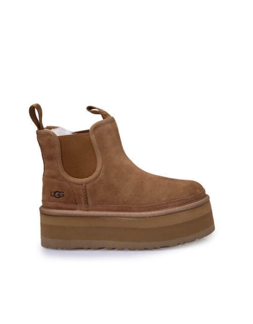 Ugg Australia Neumel Leather Women's Chelsea Boots with Mid Heel Camel