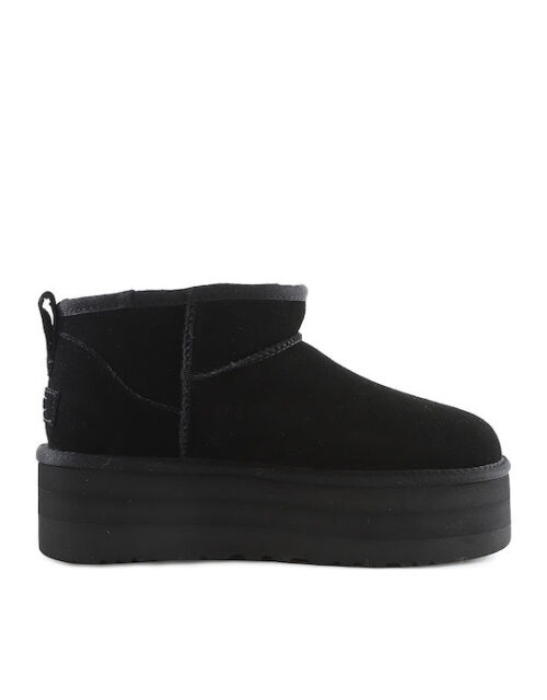 Ugg Australia Ultra Classic Mini Platform Suede Women's Boots with Platform & Fur Black