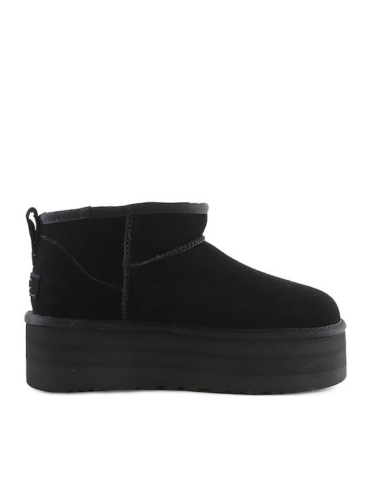 Ugg Australia Ultra Classic Mini Platform Suede Women's Boots with Platform & Fur Black