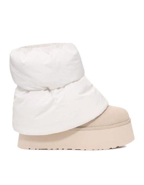 Ugg Australia Classic Mini Dipper Puffer Suede Γυναικεία Μποτάκια Λευκά