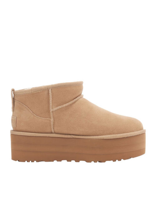 Ugg Australia Classic Ultra Mini Platform Leather Women's Boots Beige